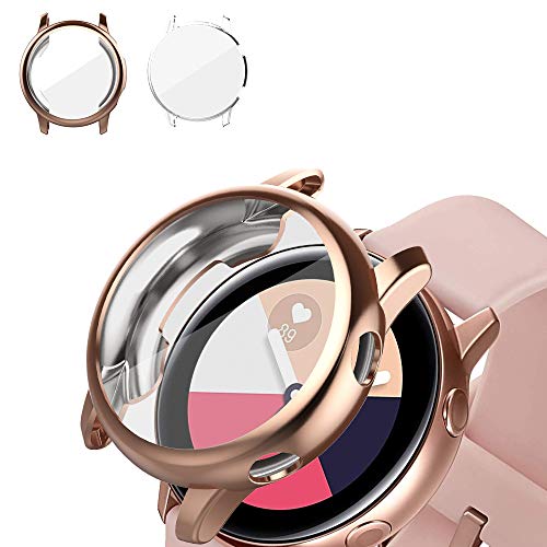 [2 Pack] Compatible with Galaxy Watch Active Case, TPU Screen Protector Scratch-Resist Frame Protective Cover for Galaxy Watch Active