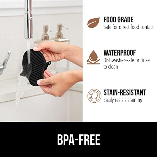 Gorilla Grip Heat And Slip Resistant Silicone Mini Potholders Mitts, Oven Mitt Gloves, Bpa-Free, Textured Design, Better Grip, Hot Plate Holder, Kitchen Finger Grips, Cooking, Waterproof 2 Set, Black #TOP5