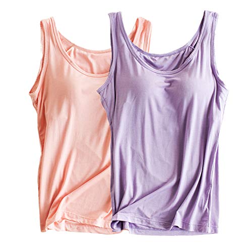 Image of Womens Modal Built-in Bra Padded Camisole Yoga Tanks Tops