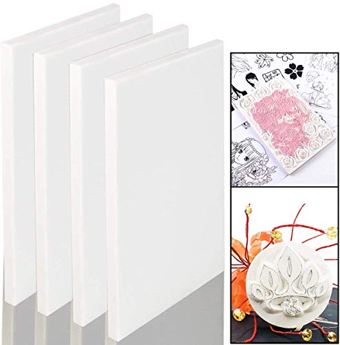 UPlama 4 Pack 4" x 6" White Rubber Stamp Carving Blocks,Carve Block Printing Carving Block,Soft, Easy Carve Surface Rubber for Craft Project and Great for Beginners and Professional,White