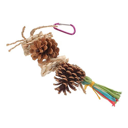 Mikikit Parrot Chewing Pine Cone Wear Resistant Hanging Bird Swing for Balance Training Cage Decor Creative Pine Cone Design with Tassel for Parrots and Birds