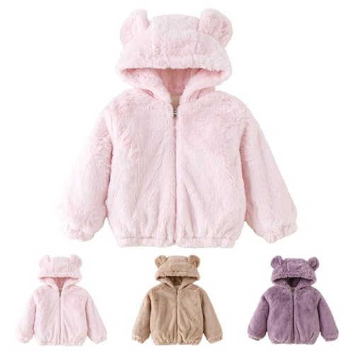 Girls Fleece Jacket Winter Flannel Fuzzy Zip Up Bear Fur Coat Teddy Baby Thermal Long Sleeve Thick Chunky Fall Clothes3