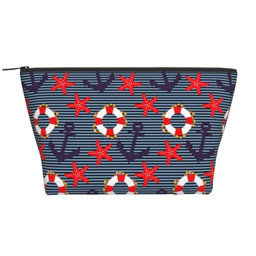 Small Makeup Bag for Women,Mini Cosmetic Bags Purse Portable Travel Handbag Toiletry Organizer Make up Pouch Pencil Case for Girls Gift,Nautical Anchor Lifebuoy Starfish