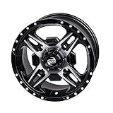 4/110 Tusk Beartooth Wheel 12x7 5.0 + 2.0 Machined/Black For YAMAHA GRIZZLY 700 4x4 2007-2021