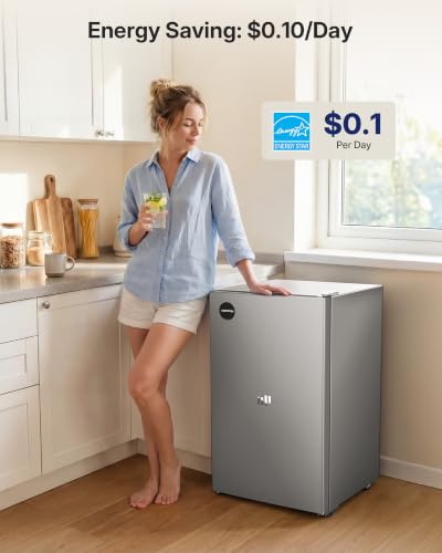 Image of Upstreman 3.2 Cu.Ft All-Refrigerator Mini Fridge, Silver-CR32