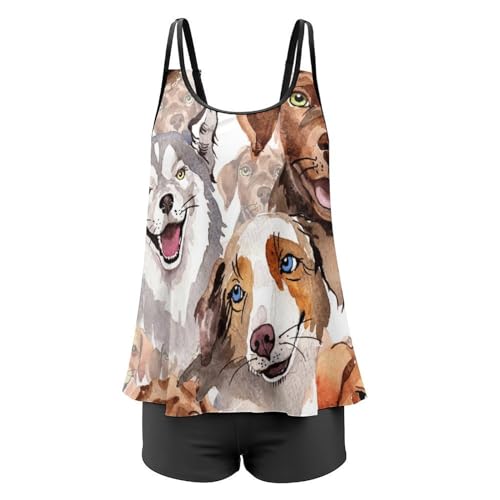 Robe de Plage Tankini Chien Ensemble Bikini Short et Maillot de Bain - 4