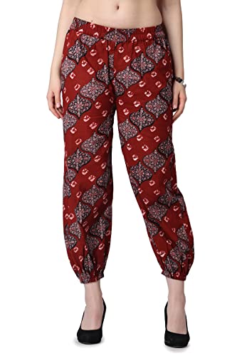 Image of POPWINGS Casual Bagru Printed Cotton Joggers for Women || Stylish Western Women Joggers for Summer || Pull-On Women Cotton Joggers Pants || Women Joggers for Summer