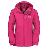 atmungsaktiv Jack Wolfskin Herren GRIVLA Jacket Atmungsaktiv Wasserdicht Winddicht Reflektoren Outdoor Wetterschutz, Regenjacke Wetterschutzjacke, Tropic pink, 164