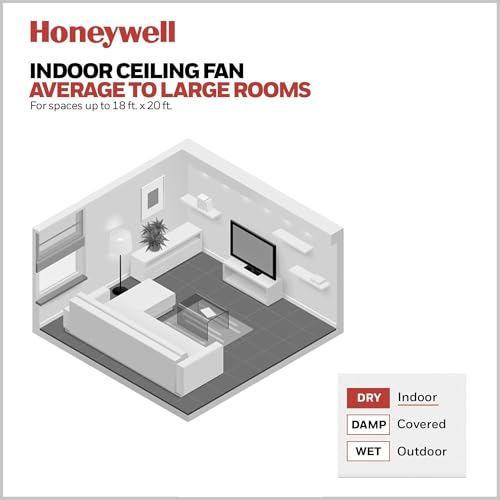 Honeywell Ceiling Fans Eamon Modern 52 Inch Ceiling Fan with Light, Remote Control Fan, LED Indoor Fan with 3 Blades, Brown Maple and Black Blade Finish Options, Brushed Nickel (50604-01) - image 5
