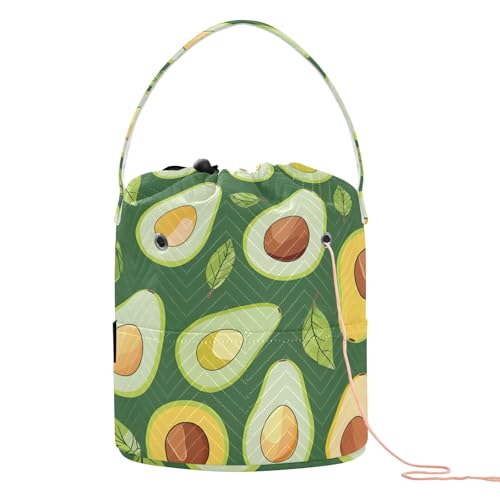 Yarn Storage Bag Small Crochet Bag Knitting Bag Organizer Avocado Green Cute Yarn Bags for Crocheting Basket