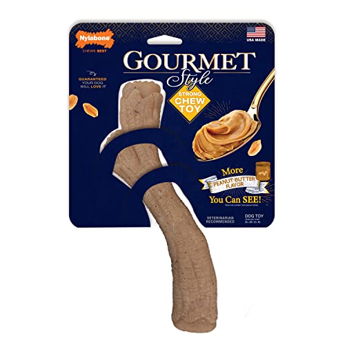 Image of Nylabone Strong Chew Gourmet Style Stick Dog Chew Toy, Peanut Butter Flavor | X-large breeds, durable chew toys, long lasting, encourages healthy chewing, helps clean teeth, for dogs 50+ lbs