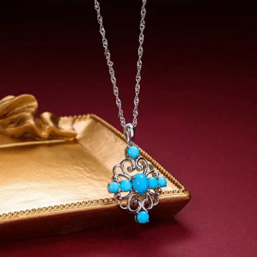 Supermodel Sleeping Beauty Natural Turquoise Necklace Gem Fine Jewelry 925 Sterling Silver Handmade Necklace For Women Party Vintage Pendant Necklace Gift For Her #TOP1
