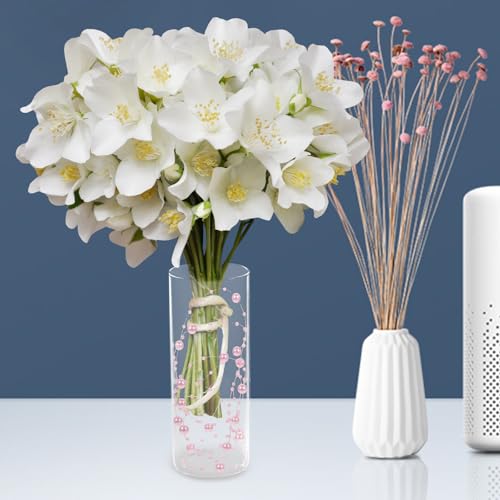 ABOOFAN ピンクの人工真珠ビーズ紐 1ロール プラ製 調節可能な長さリアルな質感 DIYやパーティーの花瓶やフローティングキャンドルの装飾に最適 [4]