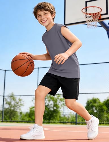 Image of Somaibo 3 Packs Boys Athletic Tank Tops Breathable Mesh Undershirts Quick Dry Sleeveless Muscle T-Shirts for Kids