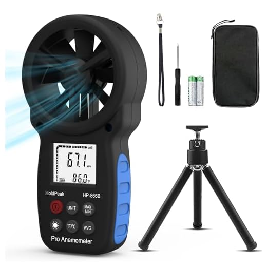 HOLDPEAK HP-866B Digital Anemometer Handheld Wind Speed Meter Gauges with Data Hold,Backlight,Wind Chill Indication for Flying,Hiking & Shooting