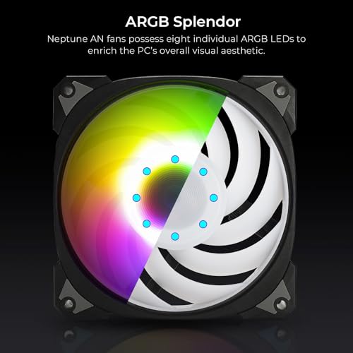 Image of InWin Neptune AN120-3PK, 120mm PWM ARGB Fans, Triple Pack, Customizable Lighting, Static Pressure, 5V-3PIN Addressable RGB, Motherboard SYNC with 5V-3PIN, up to 2200PWM, Black