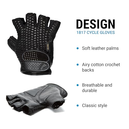 Portland Design Works 1817 Cycling Gloves - Unisex Fingerless Biking Gloves, Biking Accessories, Black/Black, X-Large