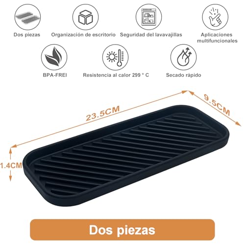Miniatura 2 de Hvovmve Soporte De Jabón De Silicona Para Cocina, Baño, Esponja De Almacenamiento De Escritorio, Dispensador De Jabón, Cepillo, Maquillaje, Botella, Cuchara De Secado Rápido,2 Unidades Negro
