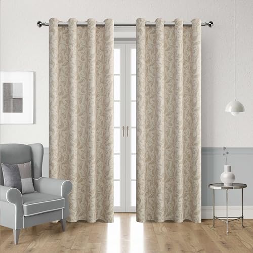 Image of 80% Blackout Curtains for Bedroom, Beige Window Drapes 54 Inch Length for Living Room, Thermal Insulated Grommet Curtains, 2 Panels