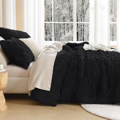 Litanika Fluffy King Comforter Black, 3Pcs Warm Sherpa Fleece Bedding by Litanika - Used condition - Image 5