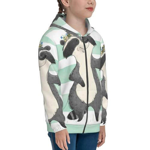 Cute Raccoon Kids Pullover Hoodies Boys Zip Up Sweatshirts Girls Athletic Clothes with Pocket4