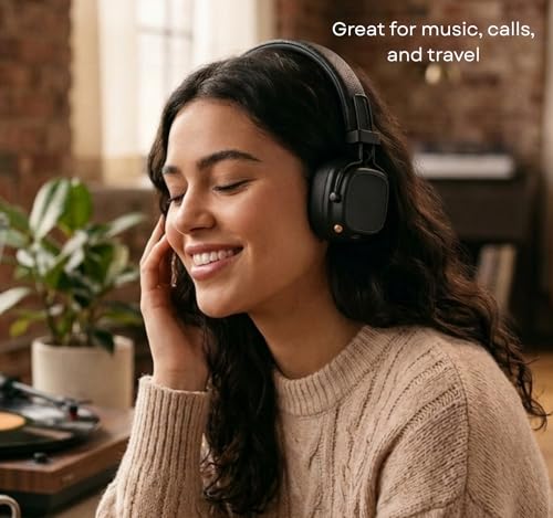Image of Original for Marshall Major IV Wireless Bluetooth Headphones, Black, 80+ Hours Playtime, On-Ear Design, Wireless Charging, Multi-Directional Control Knob, Ergonomic Fit