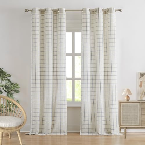 Bapawfish 90 Inch Buffalo Plaid Light Filtering Curtanis for Bedroom