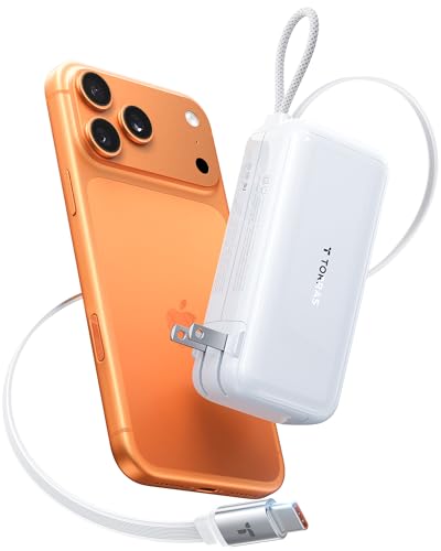 TORRAS EasyGO Lite 3-in-1 Portable Charger with Retractable USB-C Cable & Wall Plug 10000mAh Power Bank 35W Fast Charging Travel Essentials for iPhone 17/16 Pro Max Samsung iPad MacBook Air