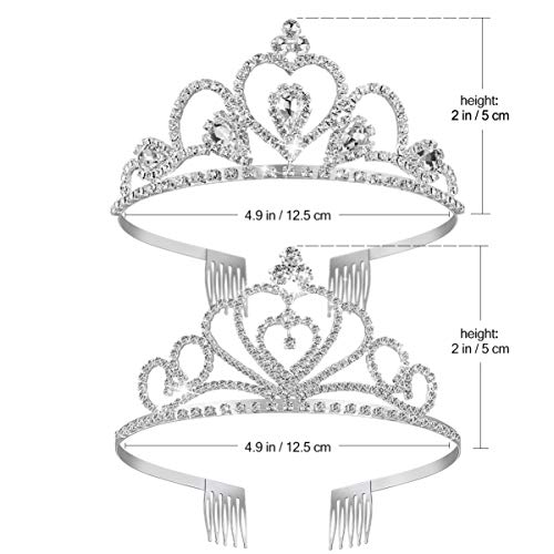 Lurrose Rhinestone Tiara Crown, Crystal Tiara Wedding Bridal Birthday Pageant Princess Tiara Crown Headband, 2Pack #TOP4