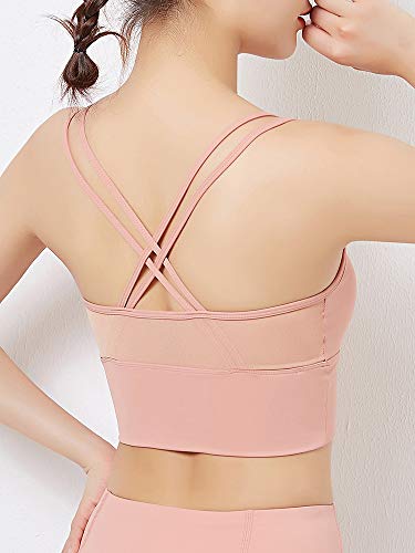 pedkit Sutiã esportivo feminino de secagem rápida malha de emenda push-up à prova de choque e acolch