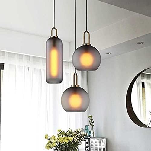 Elegante lámpara colgante decorativa de cristal gris con diseño de jarra 3
