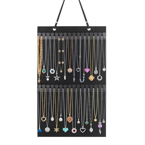 Genérico Colgador de pared para collares - Organizador de exhibición de joyas, soporte de doble, práctico almacenamiento para colgar | Suspensión de cuerda, gestión de accesorios sin enredos, arm