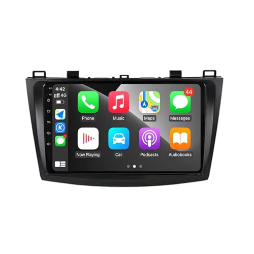 9 Pulgadas Autoradio Estéreo Android 13 Reproductor Multimedia Radio para Mazda 3 BK maxx Axel 2010-2013 con Wireless CarPlay Control del Volante IPS Pantalla Táctil Cámara Trasera(Q7 8+256G)