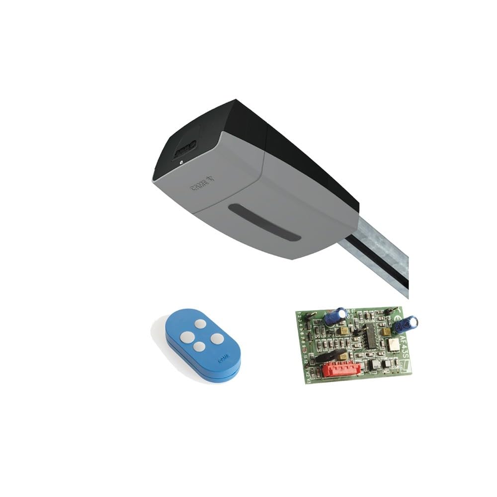 CAME 8K01MV-017 800N 24V Garage Door Motor Kit components including motor unit, remote control, and radio card.