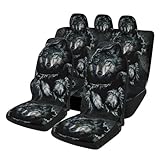 YHAPW 5 Pcs Premium Wolf Car Seat Cover, Breathable & Washable Car Seat Covers Full Sets, Fashionable Printed Seat Covers for Cars Interior, Universal Fit for Most Cars, Sedan, Truck, SUV
