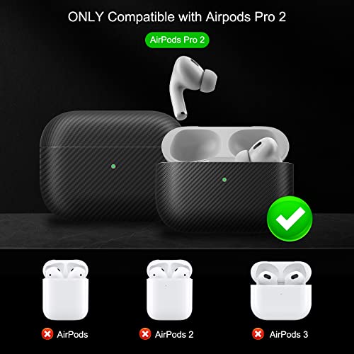 Memumi Real Carbon Fiber For Airpods Pro 2Nd Generation 2022 Case, Sturdy Durable Aramid Fiber 0.3 Mm Slim Fit For Airpods Pro 2 Carbon Fiber Thin Case With Military-Grade Protection 600D Black #TOP3