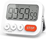 Digitaler Küchentimer, SEIKETSU Eieruhr Kurzzeitmesser mit Uhr Stoppuhr Wecker Funktionen, Großes Display und Taste, 3-stufiger Lautstärke, tragbare, aufstellbare Timer mit Magnet, 2 Batterie