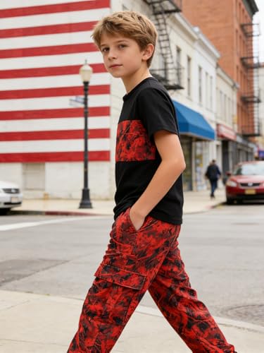 Image of 5-12 Years Boys Clothing Set Camo Hoodie & Cargo Pants Outfits Set 2025 Fashion Clothing