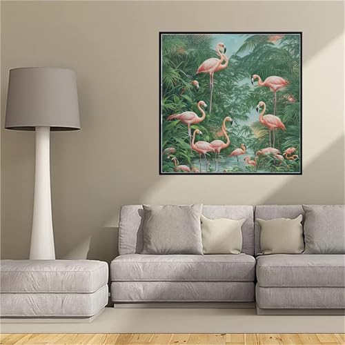 Broderie Diamant Kit Complet Flamants Roses - Loisirs Créatifs Adultes 75x75cm