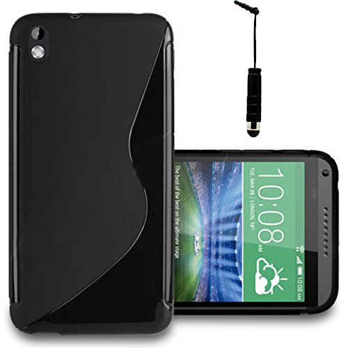 Vcomp® - Custodia morbida in silicone gel per HTC Desire 816 / 816G Dual SIM + mini stilo – Nero