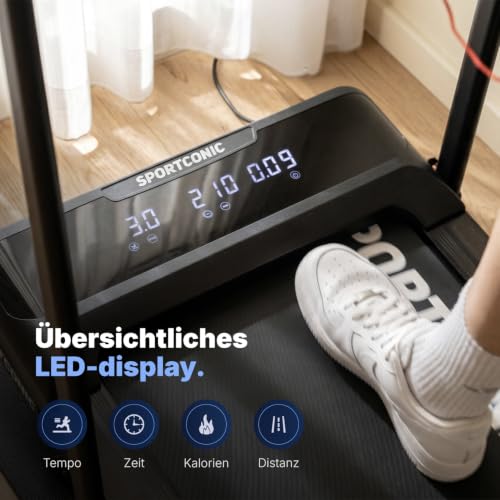 Sportconic Laufband 1–12 km/h – klappbar & elektrisch für Zuhause – leise Nutzung unter dem Schreibtisch – Walking Pad mit Steigung… – Ansicht 5