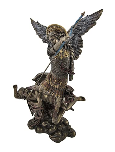 Estatua de San Miguel arcángel en bronce con detalles pintados miniatura 2