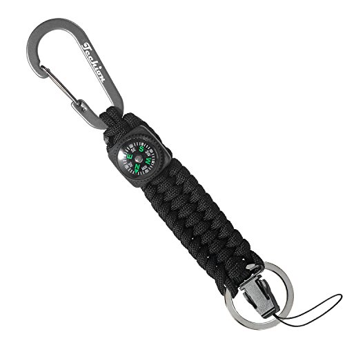Techion Paracord Keychain with Carabiner for, Keys with Key Ring, Compass, and Quick Release Clip, for Camping/Fishing/Hiking/Hunting & Outdoor Survival for Men Women