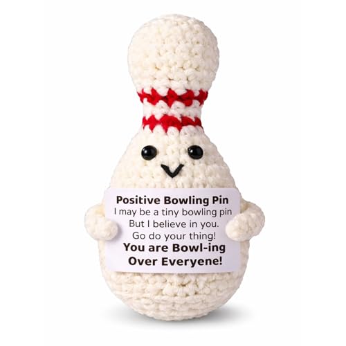EQIUAG Positive Crochet Bowling Ball for Women Men, Cute Emotional Knitted Support Relaxation Funny Crochet Bowling Ball, Cute Encouraging Funny Positive Gifts for Family Friends