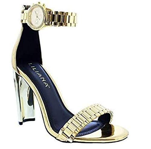 Liliana Women's Classy Ankle Strap Watch Style High Heel Sandal Daline-15 N Gold 6 #TOP6