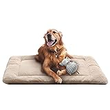 Dog Beds Crate Pad for Large Dogs Ultra Soft Dog Crate Bed Washable & Anti-Slip Kennel Pad for Dogs Cozy Sleeping Mat,Cream 42inch