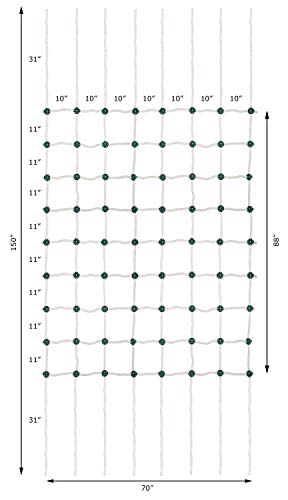 Safe Kidz XL Cargo Climbing Net, 100% Polyester Rope Ladder, 108" L x 70" W + Drill Bit & Instructions