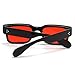 JOVAKIT Black Square Sunglasses for Women Men Simple Trendy Rectangle Thick Frame Style Sun Glasses UV400 Protection (Black/Clear Red)