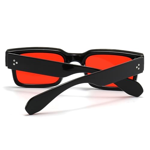 JOVAKIT Black Square Sunglasses for Women Men Simple Trendy Rectangle Thick Frame Style Sun Glasses UV400 Protection4