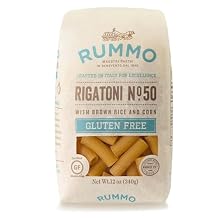 Rummo Gluten Free Rigatoni N.50 - معكرونة خالية من الغلوتين، مصنوعة من الذرة والأرز، معكرونة ريجاتوني، معكرونة من إيطاليا - عبوة 12 أونصة من 4